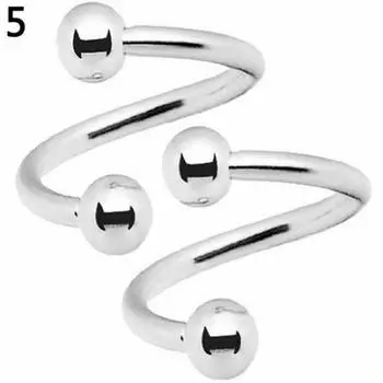 2 Pcs Stainless Steel Spiral Twister Lip Nose Ring Body Puncture Piercing Jewelry ARI