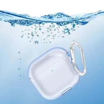 2 PCS TPU Transparent Protective Case Cover with Carabiner Protective Cover Skin Anti-fall Transparent Case for AirPods 4 (2024) чёрный