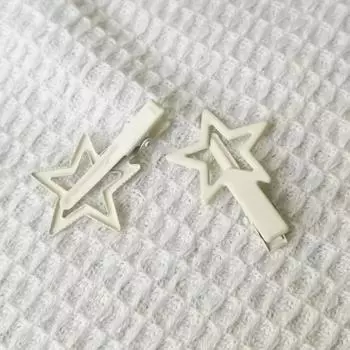 2 Pcs Women s Beige Hollow Star Hair Clips And Accessories Suitable For Daily Use With Bangs