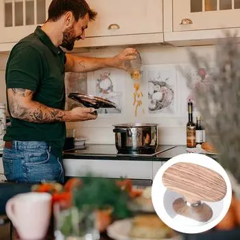 2 Pcs Wood Grain Pot Lid Handle Cooking Cover Knob Utensils Universal Soup Accessory