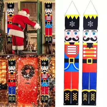 # 2 Pcs Xmas Soldier Model Banner Christmas Front Door Banner Xmas Decoration