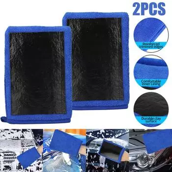 2 перчатки для мойки автомобиля, глиняное полотенце из микрофибры, ткань для чистки, тряпка, варежка 2pcs синий