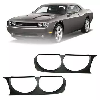 2 передние накладки на фары для dodge challenger 08-14, черные