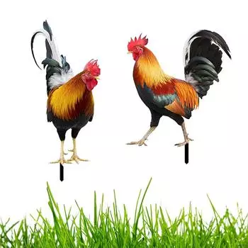 2 Петух Статуя Курицы Для Сада На Открытом Воздухе Двор Украшение Художественная Фигура Скульптура