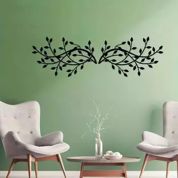 2-Piece Elegant Metal Tree Leaf Wall Decor - Stylish Indoor and Outdoor Art | Ideal for Living Room, Office, and Home Decor светло-серый