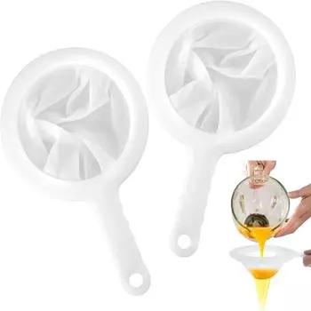 2 Piece Fine Nylon Mesh Strainer Kitchen Food Yogurt Mesh Sieve Plastic Mesh Colander with Handle Mini Brine Shrimp Separation 2pcs