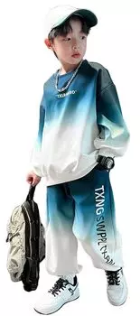 2 Piece Junior Boys Boys Long Sleeve Sports Top and Bottom Kids 120 130 140 150 160 Top and Bottom Cute Kids Top and Bottom Set [KOSIKINI] Children s синий