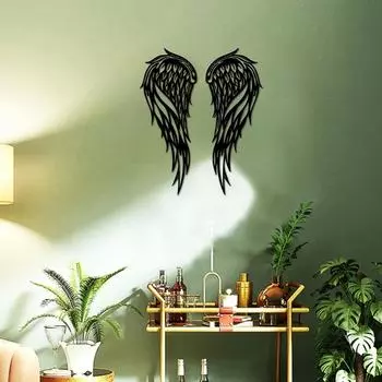 Художественный набор из 2 металлических крыльев ангела — идеально подходит для праздничных мероприятий, тематических стен ресторанов и украшения ванной комнаты светло-серый