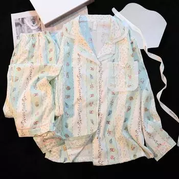 Комплект из 2 предметов пижамы для женщин осень-зима женская пижама ночная рубашка повседневная универсальная пижама M