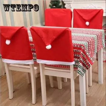 2-piece Рождественская шляпа Стул Чехол Санта Клаус Вечеринка Украшение Обеденный стул Обложка Рождественские украшения 1 pc