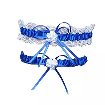 2 Piece Set Leg Garter Lace Leg Ring Garter Belt Decoration Adjustable Plue A Blue [Jixin4you] Women s