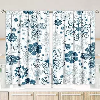 2 pieces - Butterfly - printed curtain - polyester material - for bedroom living room study anti-privacy curtain 30inchx65inchx2Pcs