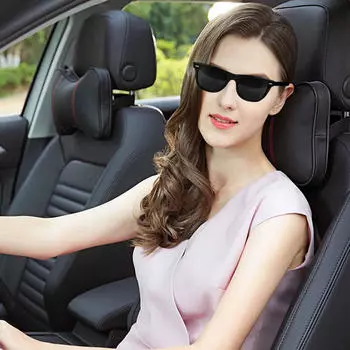 2 Pieces Car Neck Pillow Headrest Automotive Accessories Easy to Install Soft Black