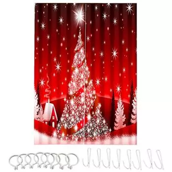 2 Pieces Christmas Blackout Curtains Exquisite Xmas Themed Festival Ornament Window Decor Accessory for Scene Layout m