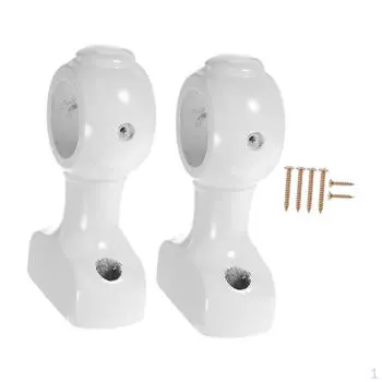 2 Pieces Curtain Rod Bracket Heavy Duty with Random Color Screw Accessory Wall Mount Dark Coffee