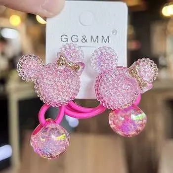 2 Pieces Cute Princess Animal Head Hair Accessories Elastic Bands for Kids Girls Hair Ropes Elastic Headwear