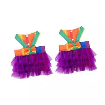 2 Pieces Dog Dresses Doggy Apparel Photo Props Pet Supplies for Small Dogs Cat Puppy Dog Vest Tutu Princess Skirt with Bowknot