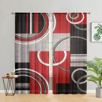 2 pieces, elegant and fashionable geometric line decoration design, used for bedroom and living room home decoration W150CM H166CM&Rod pocket