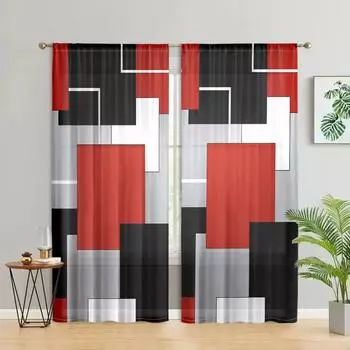 2 pieces, elegant grid semi transparent curtains - durable and easy to hang, used for living room, bedroom, home decoration W150CM H166CM&Rod pocket