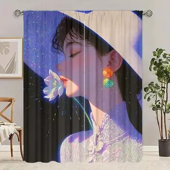 2 pieces - Figure - printed curtain - Polyester material - suitable for bedroom, living room, study private curtain 30inchx65inchx2Pcs