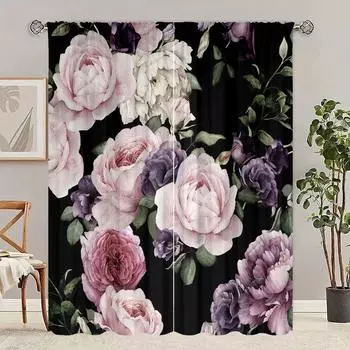 2 шт. - цветы - напечатанная занавеска - материал полиэстер - для спальни гостиной кабинета занавеска, препятствующая приватности 30inchx65inchx2Pcs