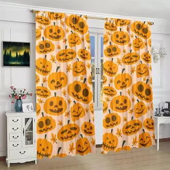 2 pieces - Halloween - Printed curtain - Polyester material - suitable for bedroom, living room, study private curtain 30inchx65inchx2Pcs