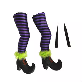 2 Pieces Halloween Witch Legs Wicked Prop with Stakes Party Lawn Yard Indoor Scary фиолетовый