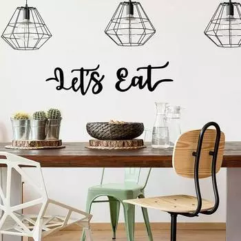 2 Pieces Let s Eat Metal Sign – Rustic Black Cutout Wall Decor, Stylish Kitchen Decor for Dining Areas, Perfect for Home чёрный