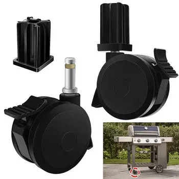 2 Pieces Locking Casters BBQ Grill Part 70Yard Component Patio Wheel Mechanism Garden