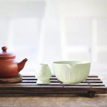 2 Pieces Matcha Bowl Pottery Whisk with Holder Gift Accessories Tea Utensils for белый
