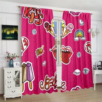 2 шт. занавесок с рисунком в виде граффити из мультфильма, подчеркивающим индивидуальность - материал полиэстер - подходит для спальни, гостиной, 30inchx65inchx2Pcs