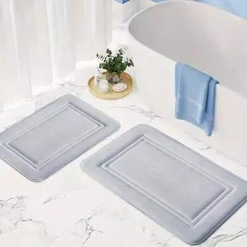 2 pieces of flannel bathroom absorbent mat thick sponge shower room toilet anti-slip mat bathtub mat door mat home entrance mat 40x60cm and 50x80cm белый