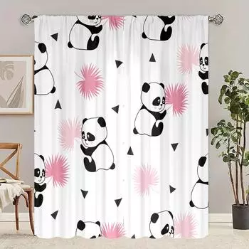 2 шт. - Шторы с принтом «Панда» - материал - полиэстер - подходят для спален, гостиных и кабинетов в качестве занавесок для обеспечения конфиденциальности. 30inchx65inchx2Pcs