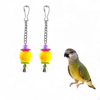 2 Pieces Pet Bird Toys Conure Funny Cage Colorful Birds Balls with Bell for Lovebird жёлтый