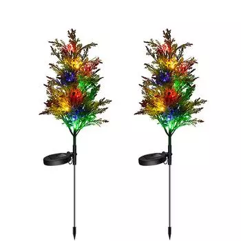 2 pieces solar garden lights, Christmas tree decorations for outdoor path and yard lighting