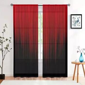 2 pieces, vibrant red and black striped curtains - semi dark and easy to hang - living room, bedroom, kitchen, home decoration W150CM H166CM&Rod pocket