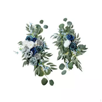 2 Pieces Wedding Arch Flowers Artificial Flower Swag Handmade Decorative Floral Backdrop Silk