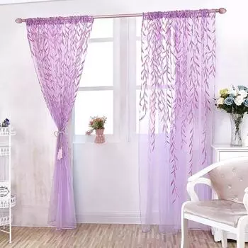 2 шт. занавеска для окна вуаль тюль с листьями ивы комната ива лист прозрачные шторы из виноградной лозы занавеска с листьями ивы для гостиной спальни балкона зелёный