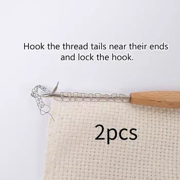 2 Pieces Wooden Bent Latch Hook Tools Knitting Portable Convenient Crochet Needle for Micro