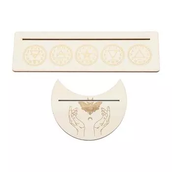 2 Pieces Wooden Tarot Card Stand Holder Stable Moon Shape and Rectangle Wooden Tarot Card Display