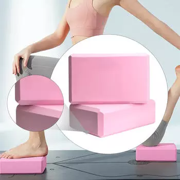 2 Pieces Yoga Blocks EVA Foam Anti Slip Soft Exercise Accessories for Gym Stretching розовый