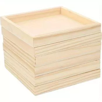 2 подноса из натурального дерева для шестисторонней живописи - набор из одного подноса, без художественных элементов, идеально подходит для проектов «сделай сам» 2pcs