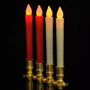 2 подсвечника, конусообразные свечи, основания для обеденных свечей, свадебные украшения для свечей, бездымные свечи для украшения дома красный