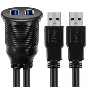 2 порта двойной USB 3.0 папа на USB 3.0 мама AUX удлинительный кабель для скрытого монтажа в автомобиле для автомобиля грузовика лодки мотоцикла приборной панели