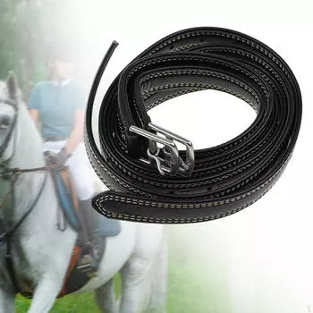 2 предмета английских стремян из кожи для верховой езды с пряжками из нержавеющей стали чёрный