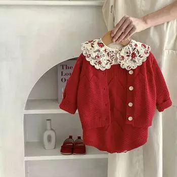 2 предмета осенней одежды для маленьких девочек и маленьких девочек, вязаная куртка с вырезами в виде чешуи дракона и вязаный свитер на камзоле, 66cm