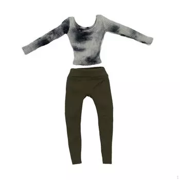 2 предмета: топ и штаны в масштабе 1/6, одежда ручной работы для кукол ростом 12 дюймов Long Sleeve