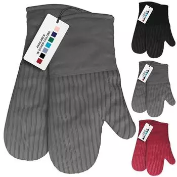 2 прихватки, термостойкость силикона и гибкость хлопка, наполнитель из переработанного хлопка, махровая ткань, термостойкая пара 480 F One Size чёрный