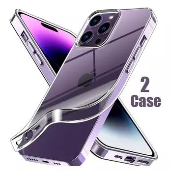 2 прозрачных чехла для iPhone 11 12 13 14 15 Pro Max 13 Mini, мягкий силиконовый чехол TPU для iPhone X XS Max XR 8 7 14 15 Plus For iPhone 15 Plus