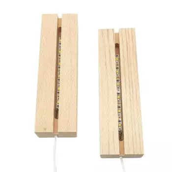 2 прямоугольные деревянные светодиодные подставки для ламп с ночником